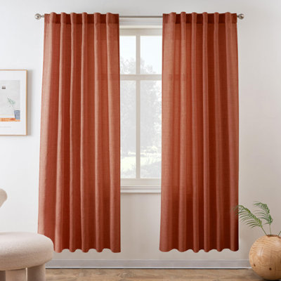 Janie Rod Pocket Semi-Sheer Curtain Panel Pair