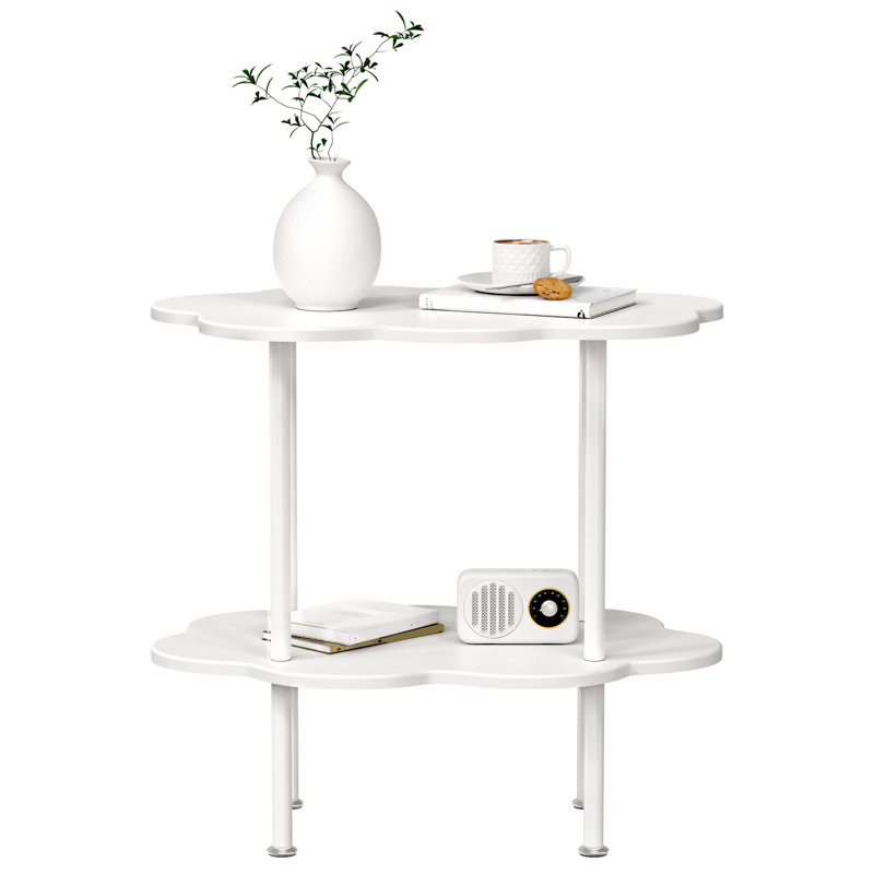 Sofa Coffee Table, Flower Shaped Tea Table, Modern Style End Table, Living Room Centre Minimalist Display Coffee Table with 2-Tier