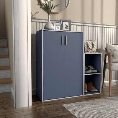 35.5"H 3-Tier Wood Storage Bookcase with Doors