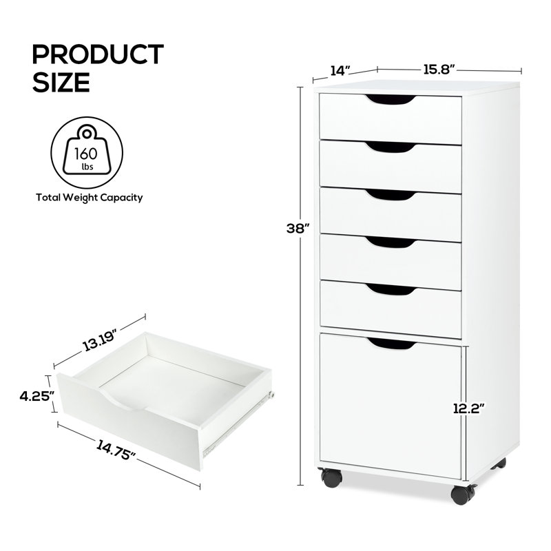 Commode 5 tiroirs Pasqualine, Blanc