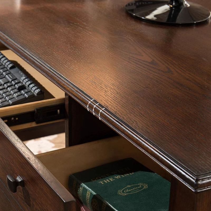 Bureau rétro en bois massif de style américain avec tiroirs