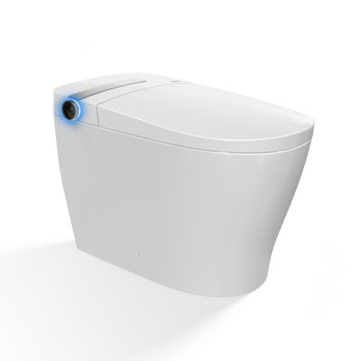 Toilette intelligente avec chasse d'eau sans réservoir Marcel, chasse automatique, 1,28 gallon, siège chauffant, laveuse / sécheuse chaude, fermeture en douceur, veilleuse, télécommande