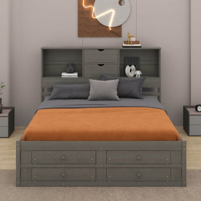 Cergio King Size 8 Drawer Wood Platform Storage Bed