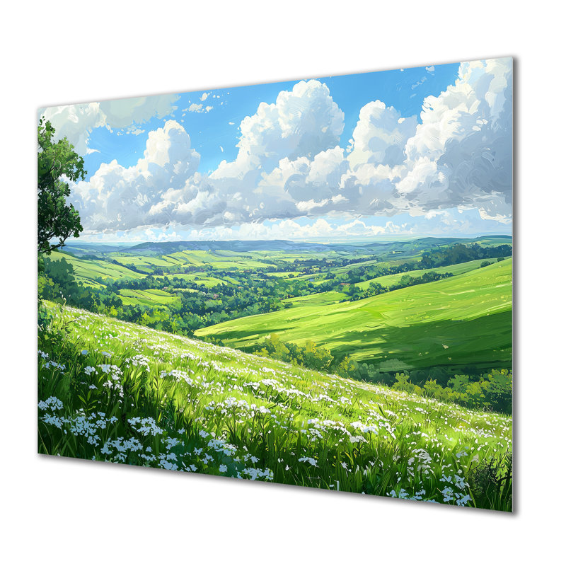 «Countryside At High Noon II», impression d'art sur métal campagne, H 12 po x l 20 po