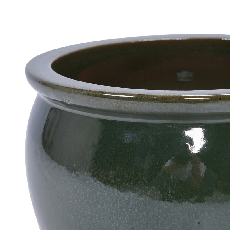 Ceramic Flowerpot, Antique Blue Green