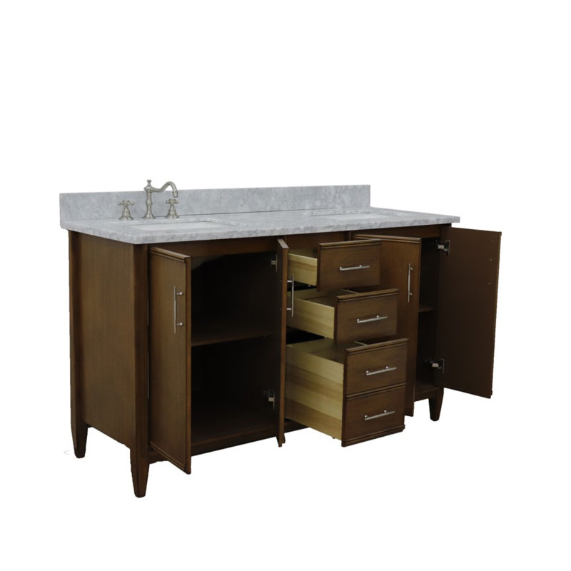 Ensemble de meuble-lavabo double 61 po Harrel, Blanc