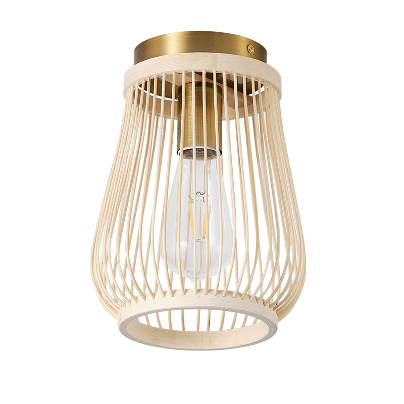 1-lamp beige rattan adjustable ceiling light