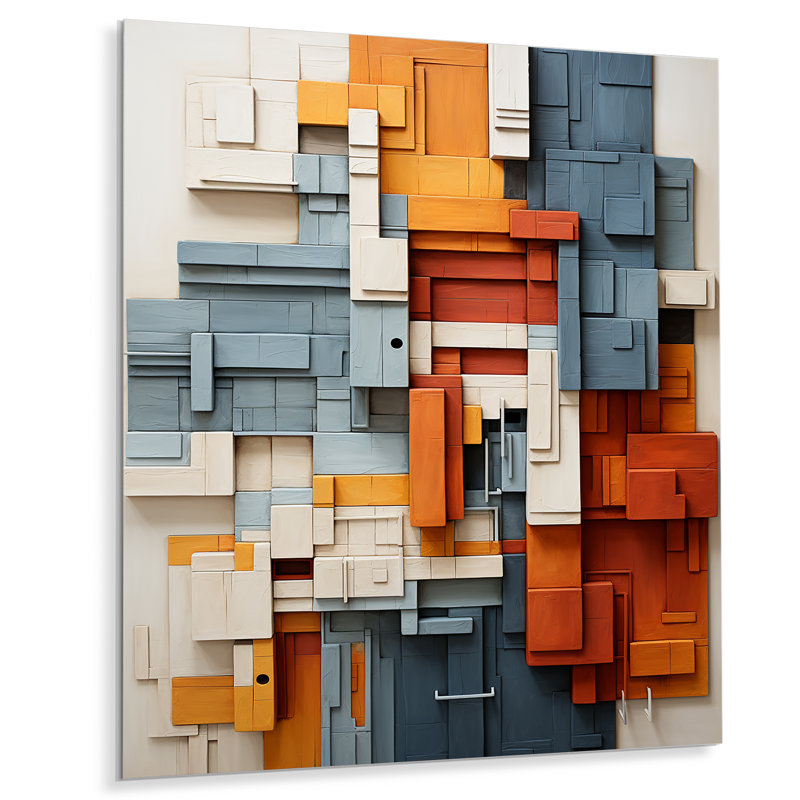 Constructivism Constructed Horizons II - Constructivism Metal Wall Art, H 20 po x l 12 po x P 1 po