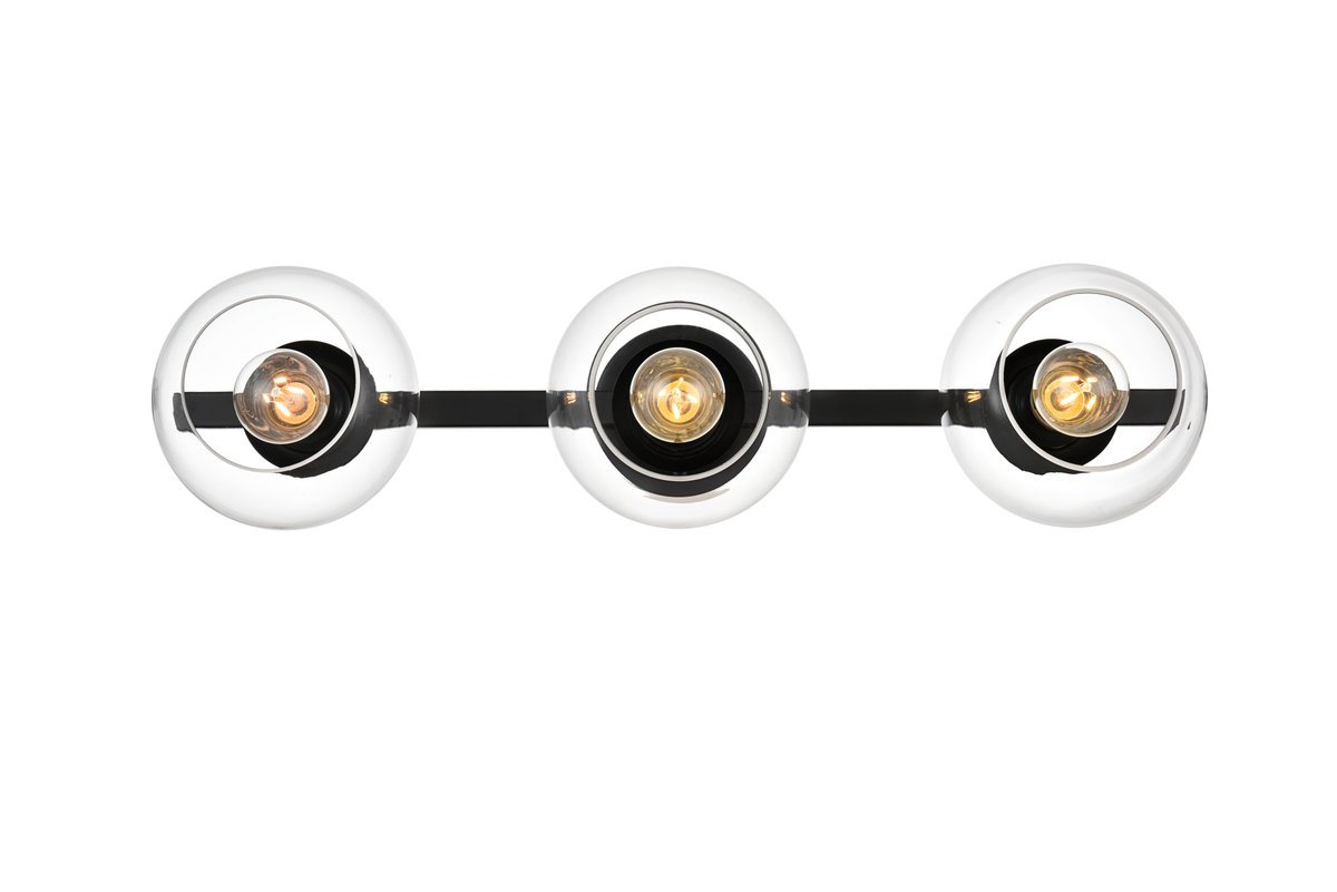 Nathalie 2 Light Glass Dimmable Armed Sconce, Black, 7" H x 37" W x 37" D, 4 Lights
