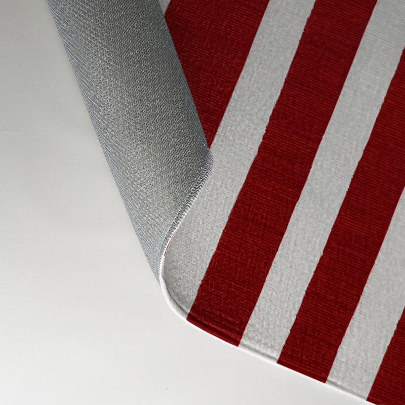Tapis intérieur / extérieur rouge HorizontalStripes, Rectangle 5 pi x 7 pi
