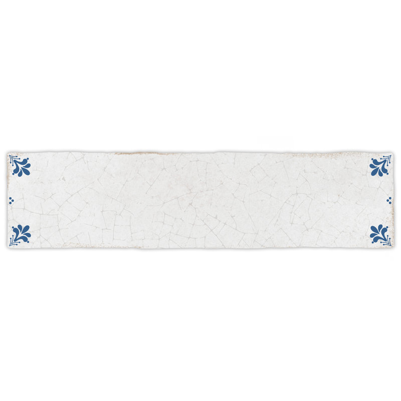 Crackle 2-7/8 In. X 11-7/8 In. Ceramic Wall Tile, White/Blue