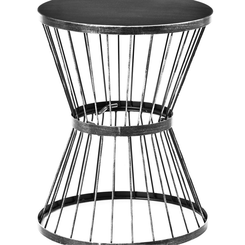 Table de patio en acier 16 po avec fonction, noire - pour l'intérieur et l'extérieur, décor chic, embout polyvalent