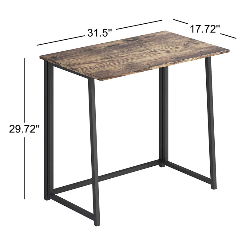 Foldable Iron Writing Desk, Brown/Black