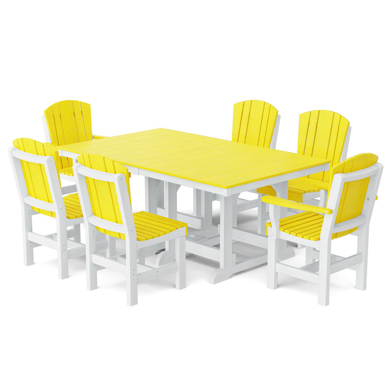 Heritage Dining Set, Lemon Yellow/White, 7-Piece