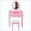 Ensemble de bureau de coiffeuse Princess avec miroir et tabouret rembourré, coiffeuse en bois à 4 tiroirs, coiffeuse-99285118
