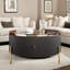Table basse ronde moderne avec 2 tiroirs, motif en marbre exquis, pieds dorés et motif cannelé-657961244