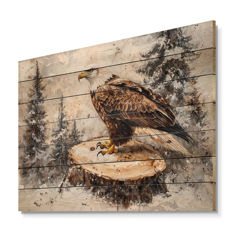 Vigile silencieuse aigle en hiver, H 34 po x l 44 po