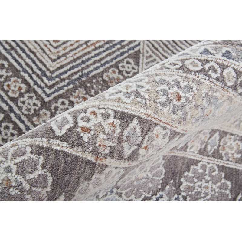 Cainsville Geometric Machine Woven Ivory/Material DetailsGray Area Rug, Rectangle 12' x 15'