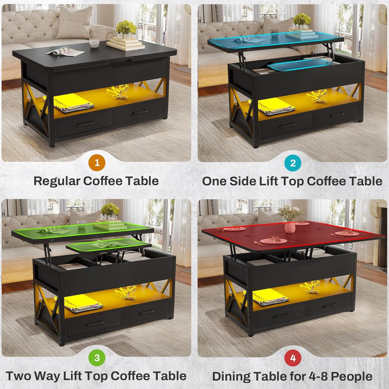  Table basse avec tiroirs Themistocles, Noir