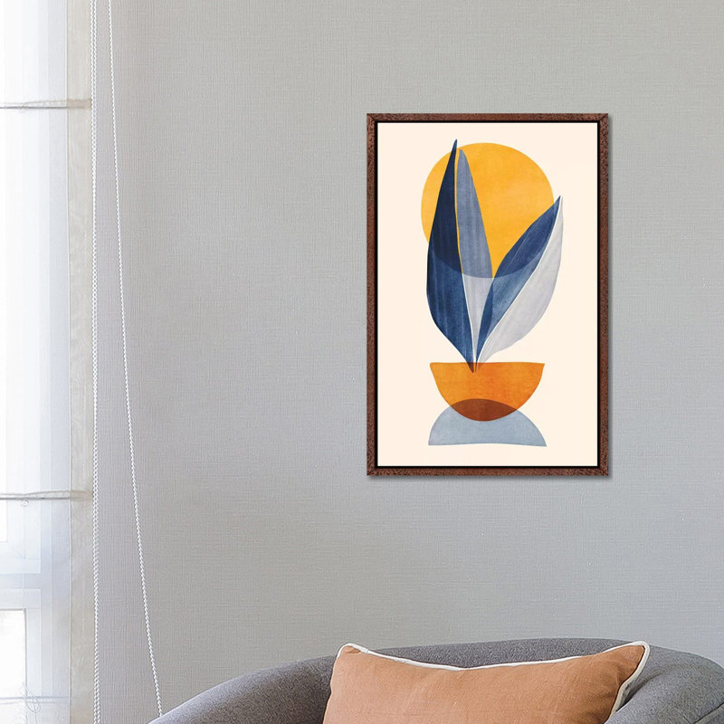 Sunshine Stack Abstract - Print on Canvas, Classic Brown Wood Floater Framed, 66.04cm H x 45.72cm W x 3.81cm D