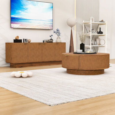 Table basse et console de télévision avec 2 tiroirs et armoire