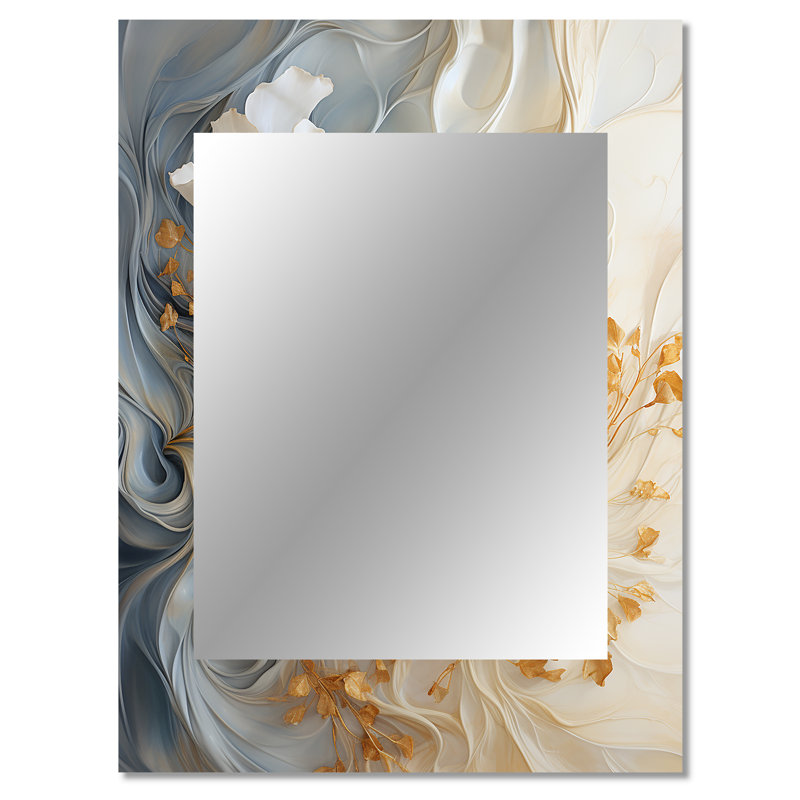 Blanc et or champagne flux V - miroir champagne, miroir mural traditionnel unique, impression d'art en métal, 40 po x 30 po
