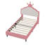 Lit simple princesse en cuir PU avec tête de lit capitonnée, rose et crème