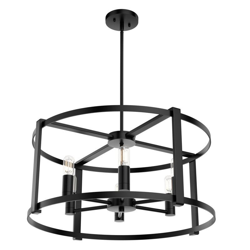 Astwood 6 - Light Dimmable Drum Chandelier, Matte Black