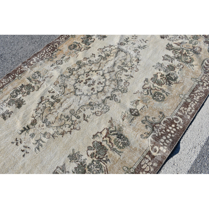 Grand tapis turc Oushak antique tissé à la main avec des matériaux organiques pour un décor rétro brun / beige