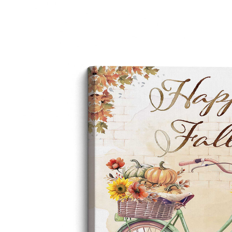 «Happy Fall Bicycle» par Nicole DeCamp, reproduction d'art, L 48 x H 36, Ne s’applique pas, Toile tendue