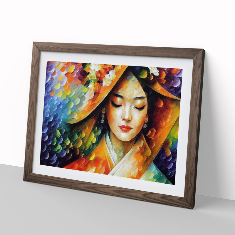Shimmering Geisha Vol.3 Abstract - Framed Print, 46cm H x 64cm W x 2cm D, Walnut
