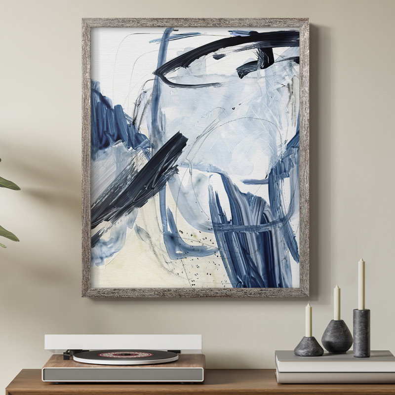 Indigo Swash I, reproduction encadrée - bois massif, H 11 po x l 9 po