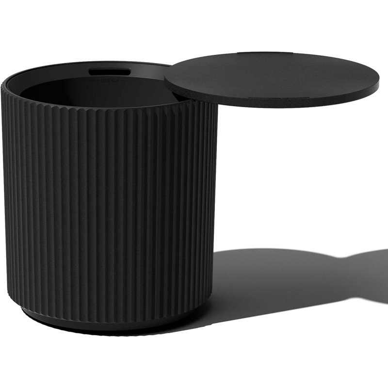 Round Outdoor Side Table , 18.5'' in. W 18.5'' in. D, Black, Black