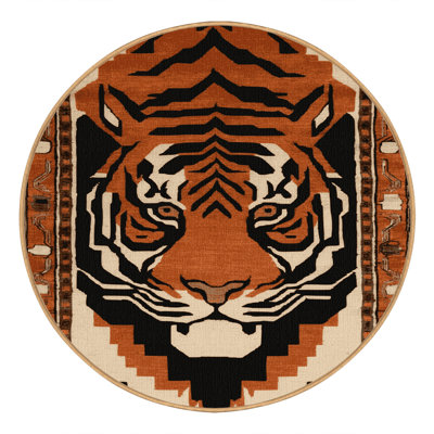 Machine Washable Art Deco Brown Area Rug