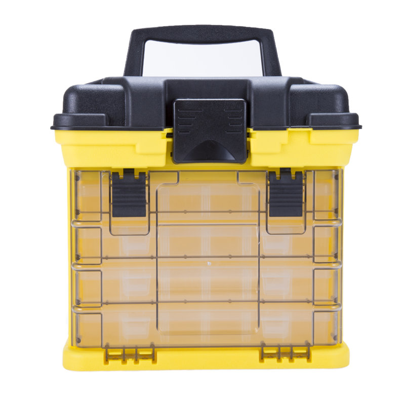 Stalwart Portable Tool Box - Small Parts Organizer and Customizable Compartment for Hardware, Crafts, Yellow