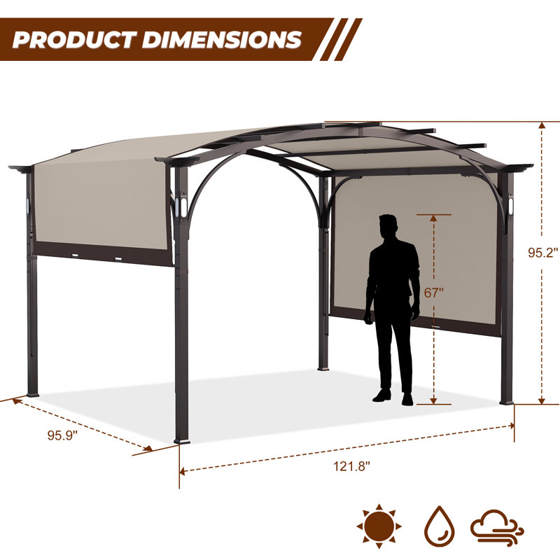 Angelann 10ft. W x 8ft. D Metal Pergola
