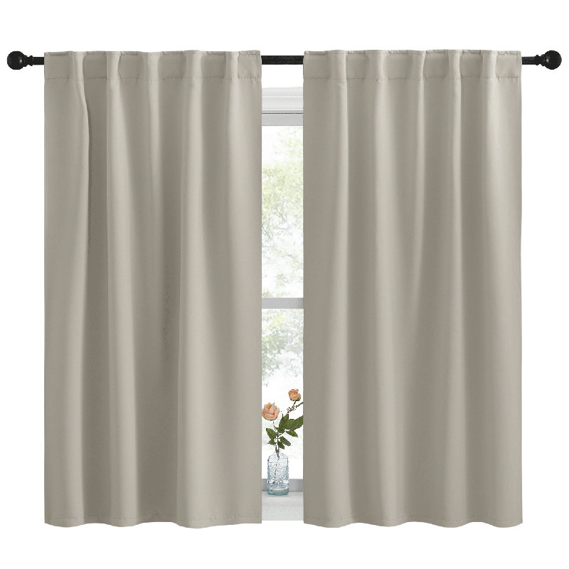 Blackout Curtain Light & Noise Reducing Room Darkening Drapes for Bedroom/Living Room/Kitchen, 2 Pieces, Natural