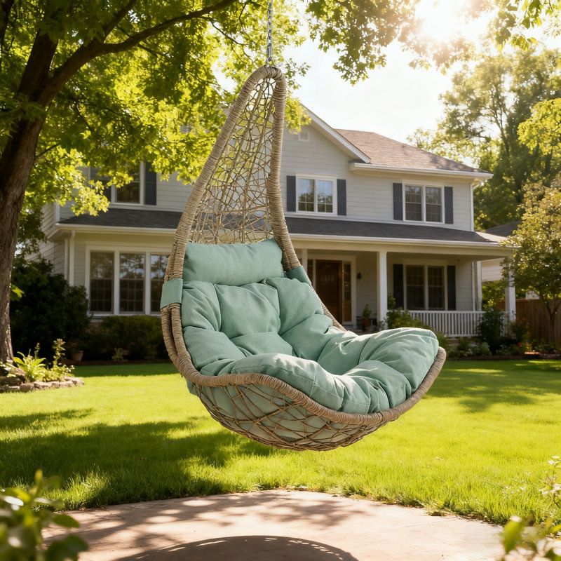 Balancelle en osier avec coussin Kya, Bleu