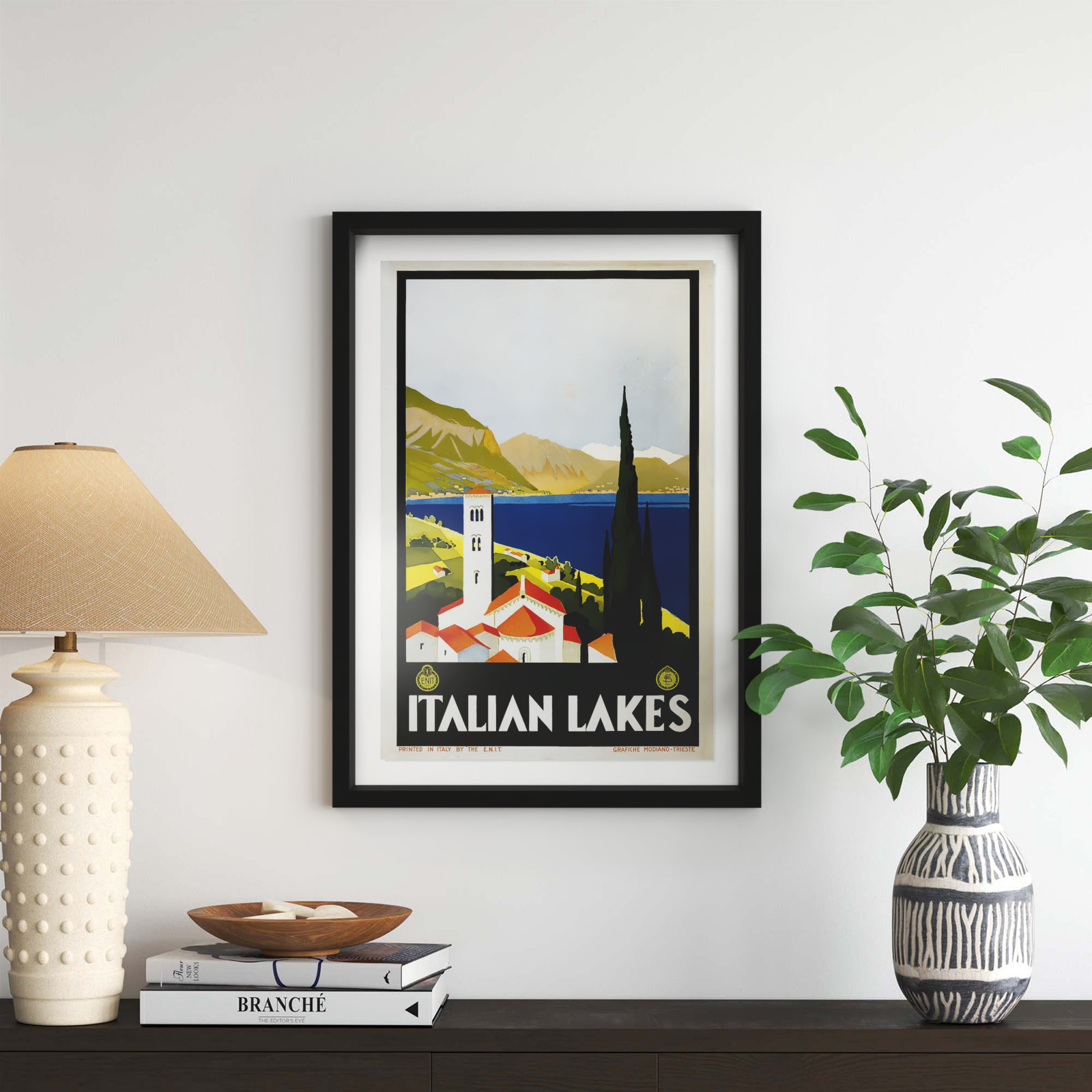 Italy, Black Framed, 31" H x 21" W x 1" D