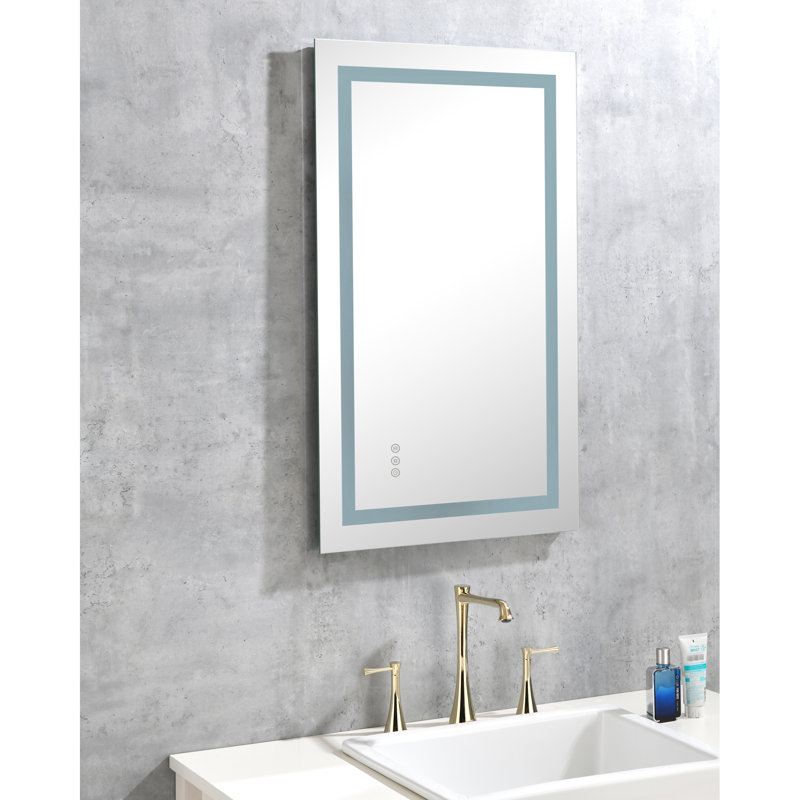 Grand miroir de salle de bain à DEL de 40 po x 32 po - Brouillard, à intensité variable, 3 couleurs, fonction mémoire, fixation murale pour rehausser le style avec couleurs, mémoire, meuble-lavabo