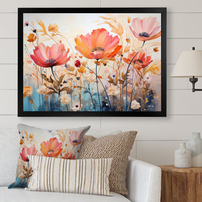 Corail orange fantaisiste botanique sauvage II - impression