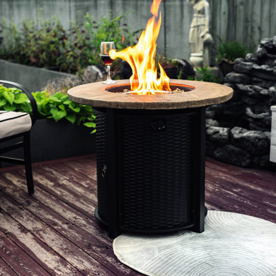 Table de foyer d'extérieur au propane de 30 pouces, dessus, profondeur de bol de 2,2 pouces, chaleur de 40 000 BTU, avec housse de pluie et table de feu avec roches de lave avec propane, plateau de table, allumage électronique,
