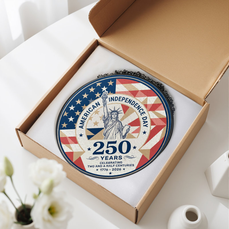 Panneau de fenêtre en verre pour décoration intérieure ， 12 "American Flag USA 250th Anniversary, H 12 po