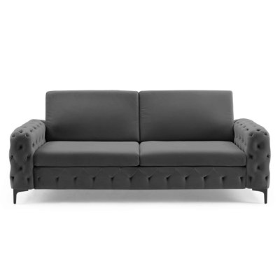 Bushong 222Cm Velvet Square Arms Sofa