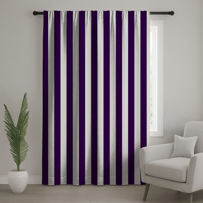 Purple White Stripes Window Curtains, Stripes Sheer & Blockout Curtains - 1 Panel