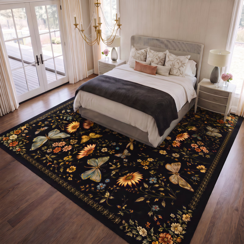 Tapis d'intérieur lavable à la machine avec envers antidérapant, 2'7"*10', Noir