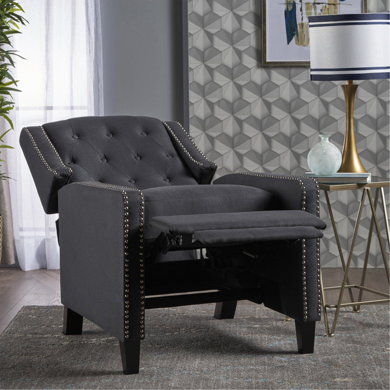 Heidegret Upholstered Recliner, Dark Gray Fabric