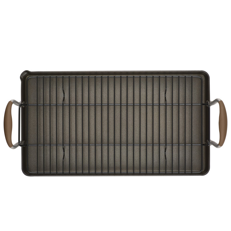 Anolon Advanced Home Hard Anodized Nonstick Double Burner Griddle, 10 Inch X 18 Inch, Brown