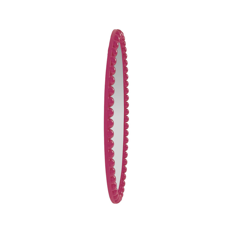 Varsha Oval Glossy Hot Pink Mirror, Pink