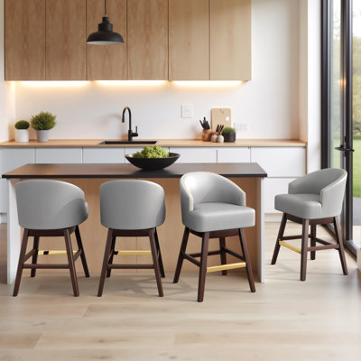 Swivel 26.4'' Faux Leather Counter Stool